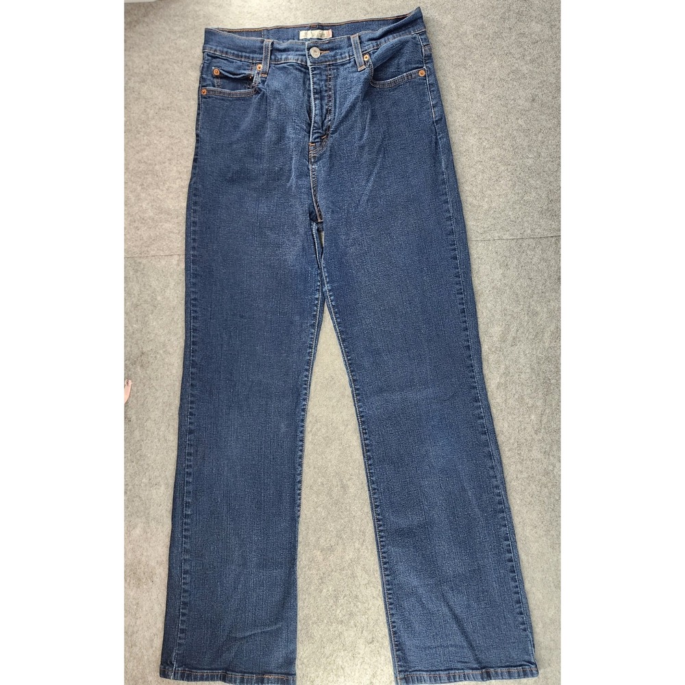 Levi's 512 Perfectly Slimming Bootcut Jeans Dark Wash Womens 12M - Picture 2 of 6